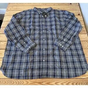 NWT $69 Winston Plaid Button Up Shirt Size 3XLT Men’s Grey Long Sleeve